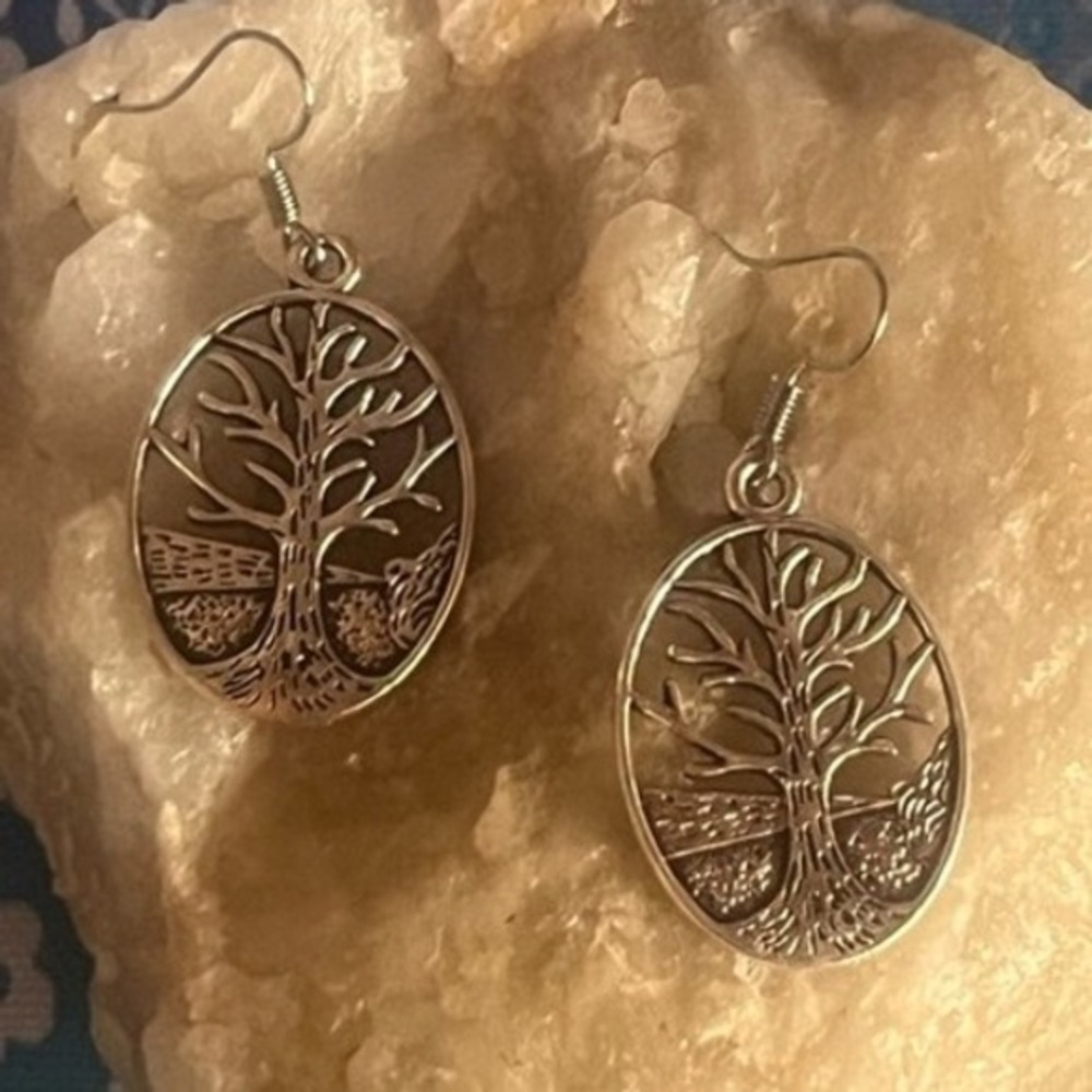 New -Tree of Life Sterling Silver Dangle Earrings Nature Inspired Boho Jewelry - Picture 9 of 10